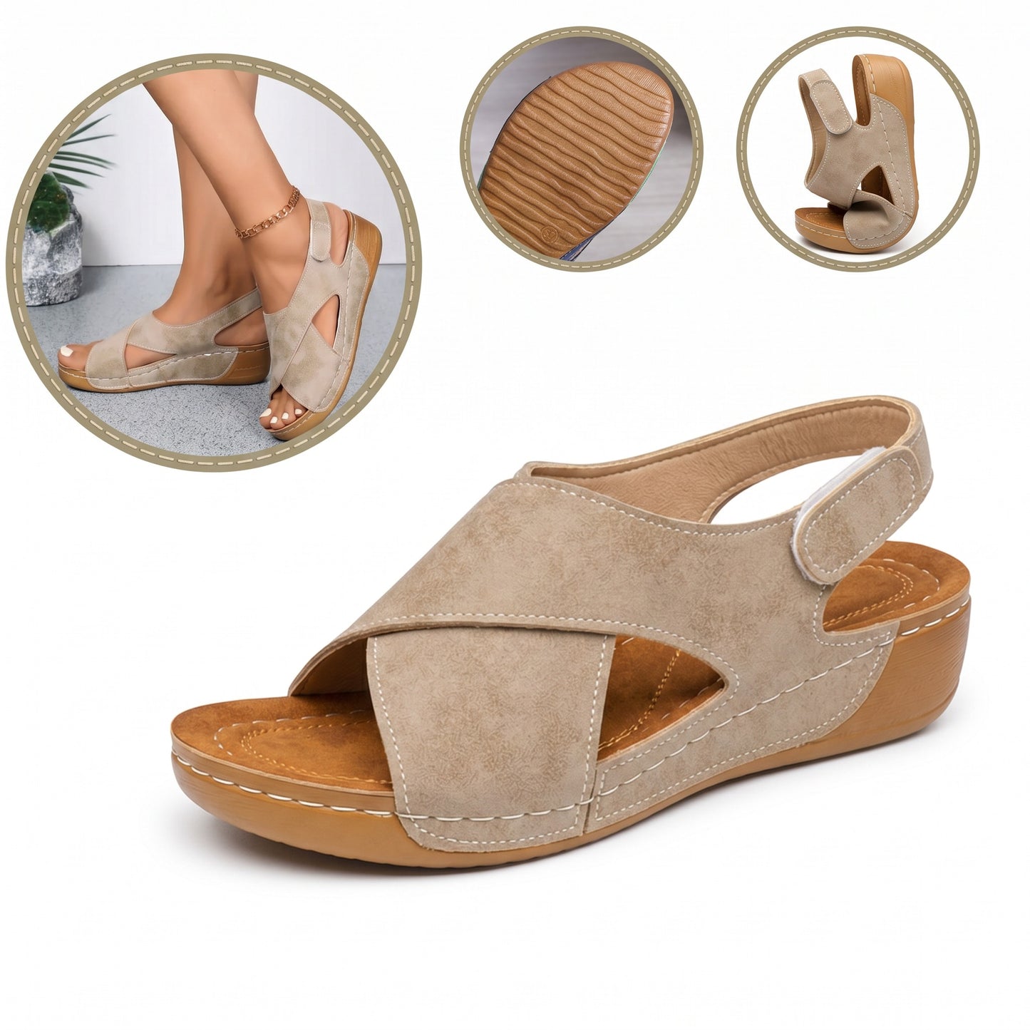 Sandalias ortopédicas ergonómicas — Con soporte para el arco que ayuda a aliviar el dolor de pies, estabilizar el talón y reducir la inestabilidad al caminar