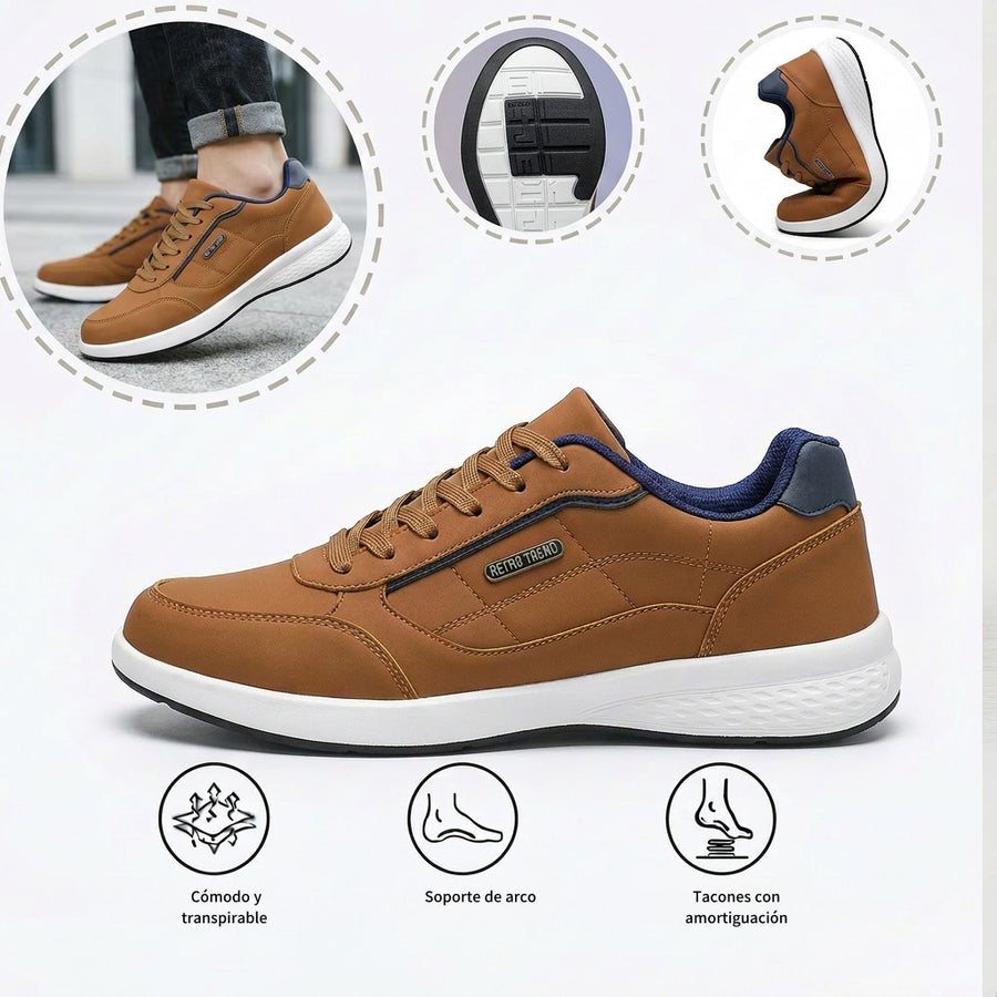 Zapatos ortopédicos cómodos: con soporte para el arco del pie, que alivian el dolor; ligeros, con amortiguación y exterior de piel impermeable.