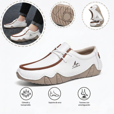 Zapatos ortopédicos cómodos: soporte ergonómico del arco plantar que alivia el dolor; horma ancha que no aprieta el pie.