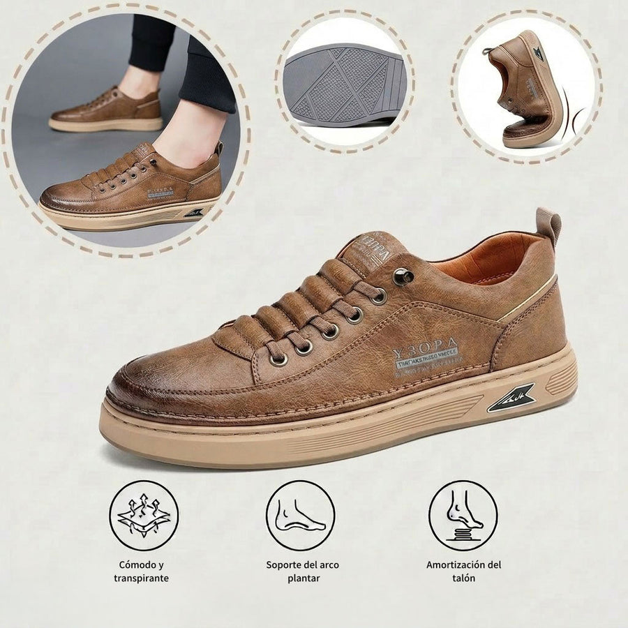 Zapatos ortopédicos cómodos: cosidos a mano, con amortiguación suave y exterior de piel impermeable.