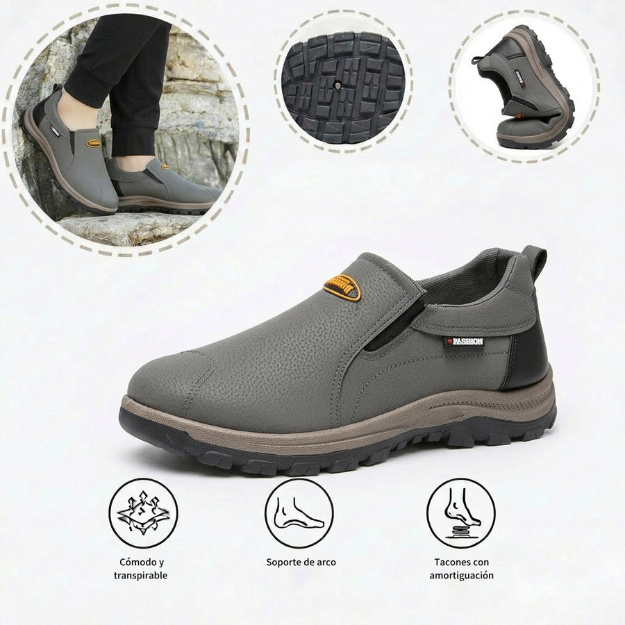 Zapatos ortopédicos cómodos de ante: con soporte para el arco, alivian el dolor, son antideslizantes y amortiguan los impactos.