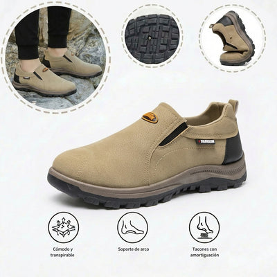 Zapatos ortopédicos cómodos de ante: con soporte para el arco, alivian el dolor, son antideslizantes y amortiguan los impactos.