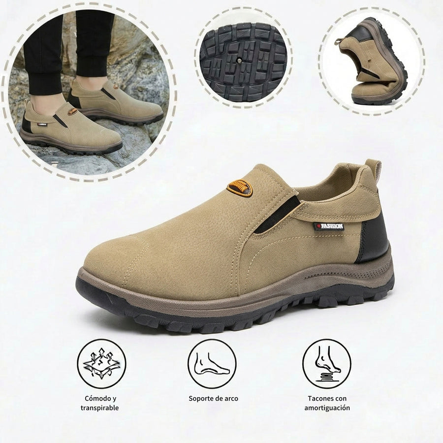Zapatos ortopédicos cómodos de ante: con soporte para el arco, alivian el dolor, son antideslizantes y amortiguan los impactos.