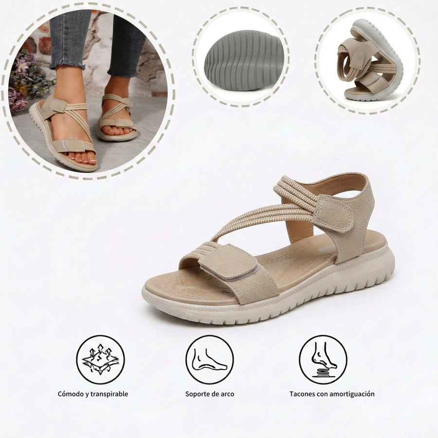 Sandalias ortopédicas cómodas: soporte ergonómico para el arco del pie, ancho ajustable y diseño que realza la silueta de la pierna.