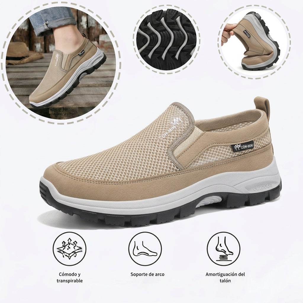 Zapatillas deportivas ortopédicas de malla: con soporte para el arco del pie, que alivia el dolor; amortiguación suave.