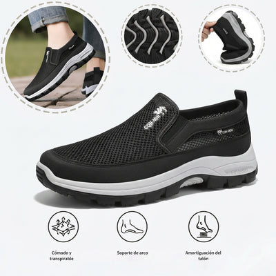 Zapatillas deportivas ortopédicas de malla: con soporte para el arco del pie, que alivia el dolor; amortiguación suave.