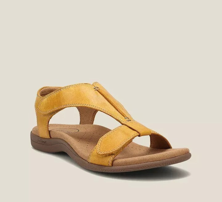 Sandalias ortopédicas cómodas: soporte ergonómico para el arco del pie, ancho ajustable y diseño que estiliza la pierna.