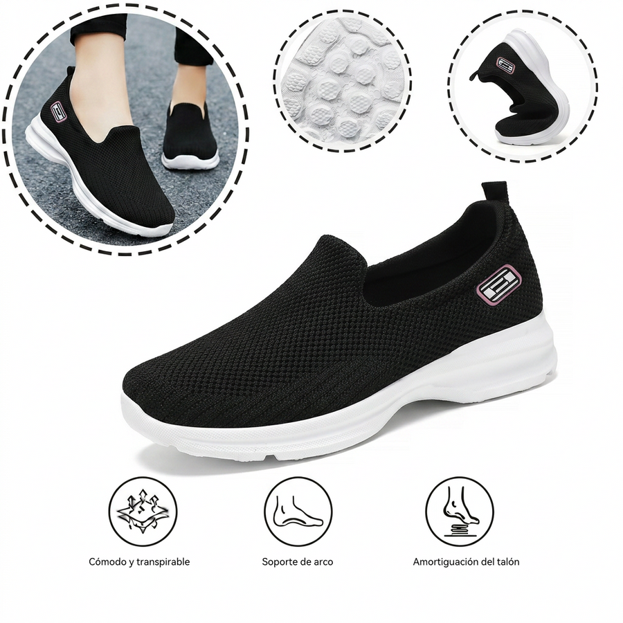 Zapatillas deportivas ortopédicas de malla: con soporte para el arco del pie, que alivia el dolor; amortiguación suave.