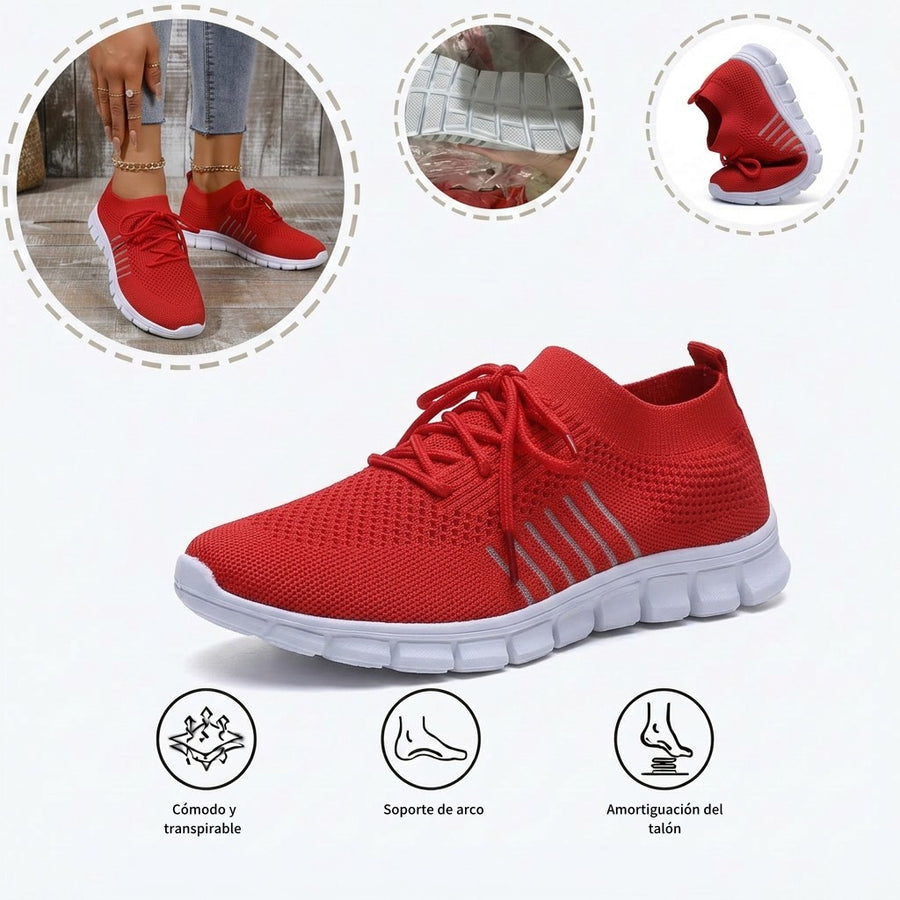 Zapatillas deportivas ortopédicas de malla: con soporte para el arco del pie, que alivia el dolor; amortiguación suave.