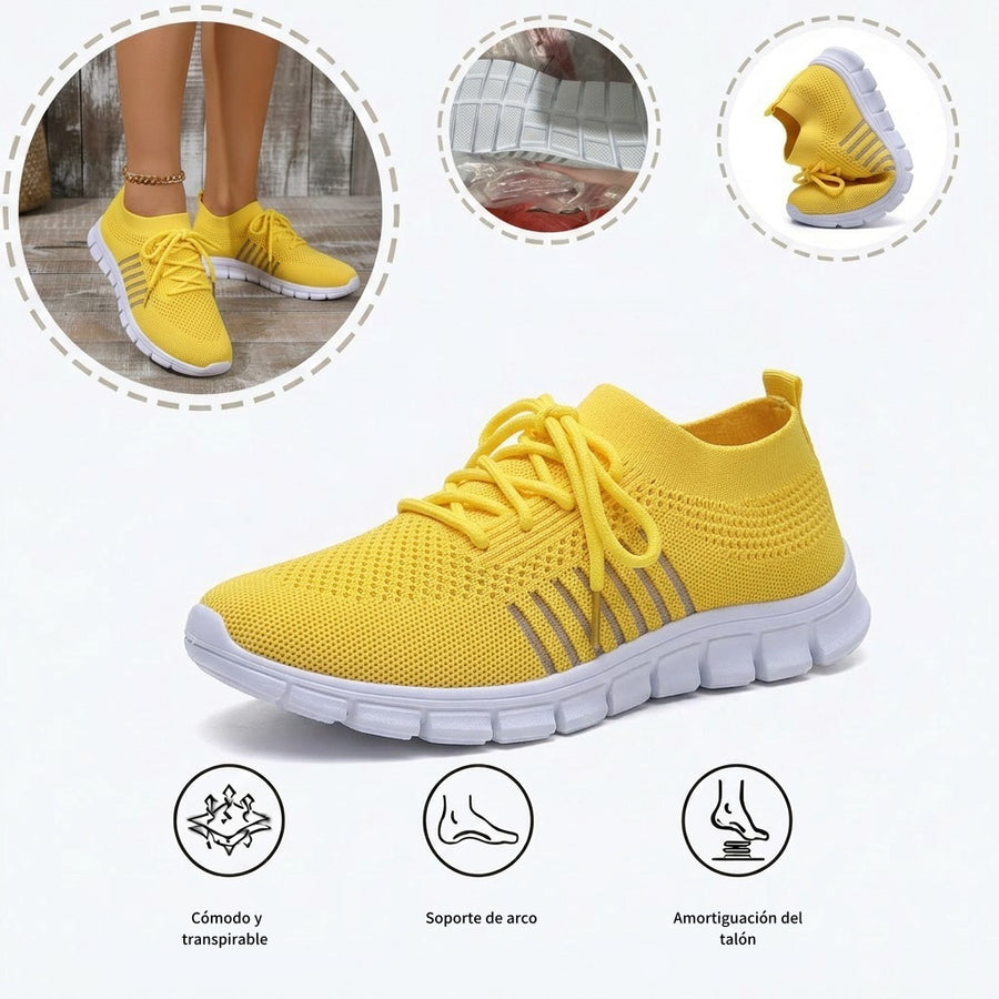Zapatillas deportivas ortopédicas de malla: con soporte para el arco del pie, que alivia el dolor; amortiguación suave.