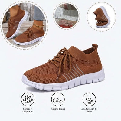 Zapatillas deportivas ortopédicas de malla: con soporte para el arco del pie, que alivia el dolor; amortiguación suave.