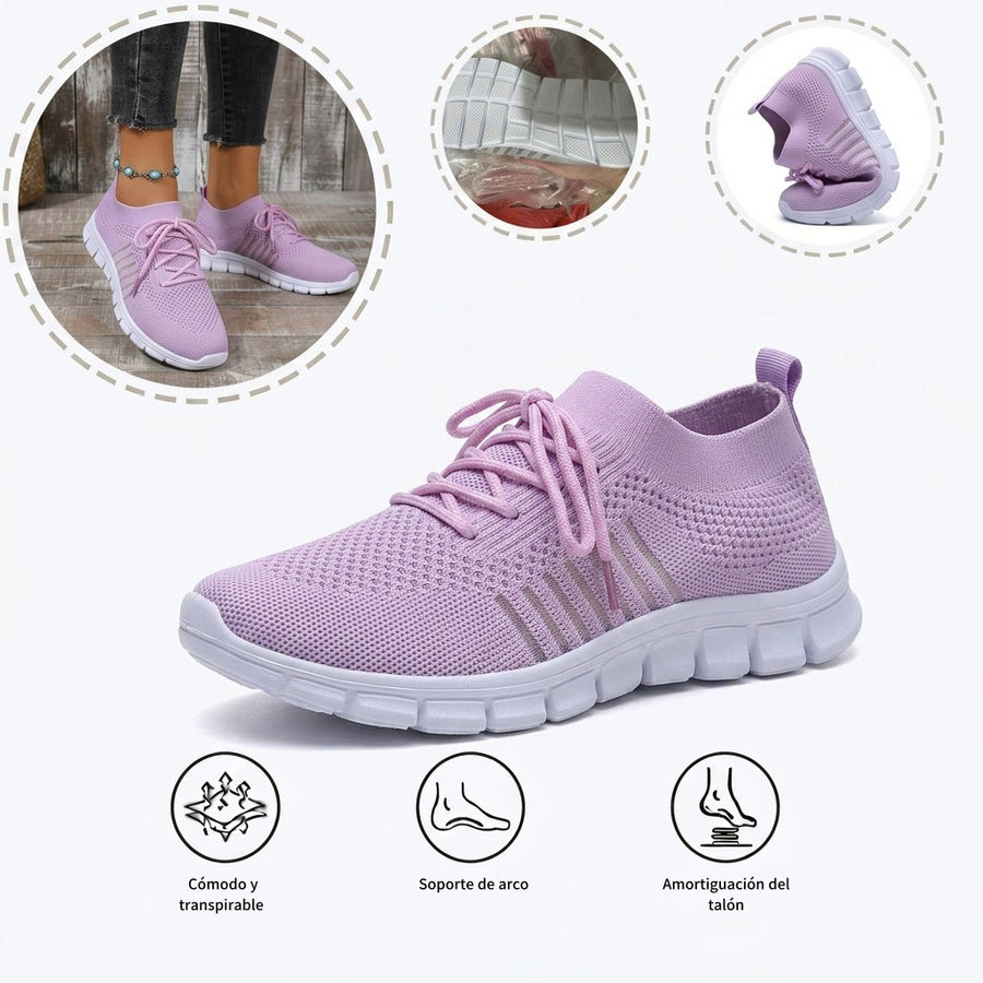 Zapatillas deportivas ortopédicas de malla: con soporte para el arco del pie, que alivia el dolor; amortiguación suave.