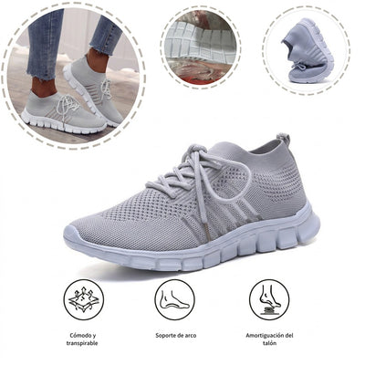 Zapatillas deportivas ortopédicas de malla: con soporte para el arco del pie, que alivia el dolor; amortiguación suave.