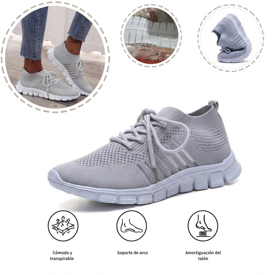 Zapatillas deportivas ortopédicas de malla: con soporte para el arco del pie, que alivia el dolor; amortiguación suave.