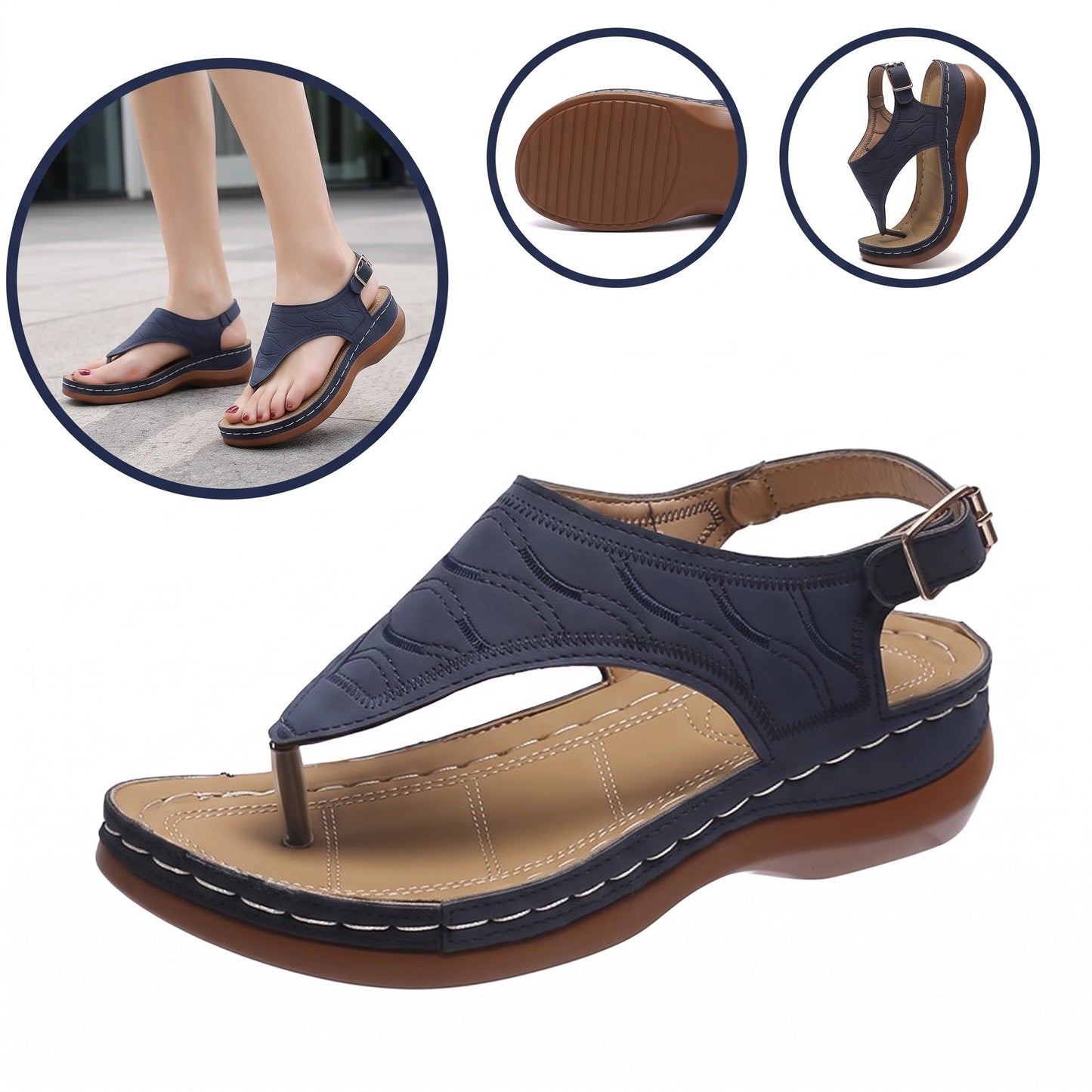 Sandalias ortopédicas ergonómicas — Con soporte para el arco que ayuda a aliviar el dolor de pies, estabilizar el talón y reducir la inestabilidad al caminar