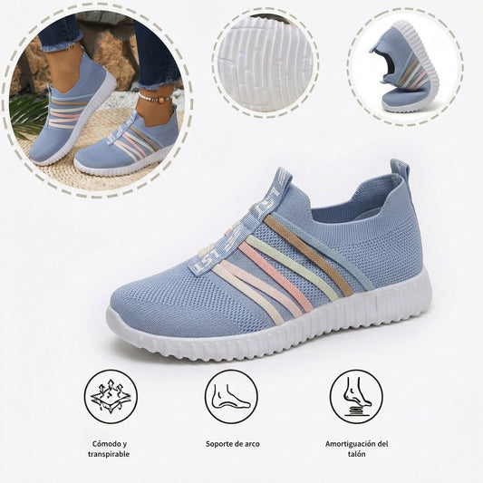Zapatillas deportivas ortopédicas de malla: con soporte para el arco del pie, que alivia el dolor; amortiguación suave.