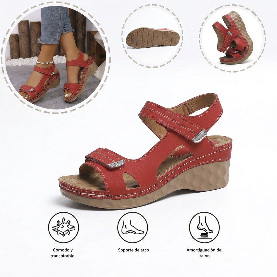 Sandalias ortopédicas cómodas: soporte ergonómico para el arco del pie, ancho ajustable y diseño que realza la silueta de la pierna.