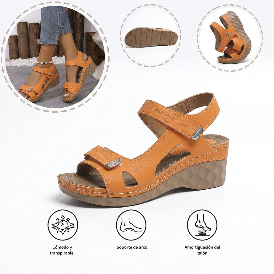 Sandalias ortopédicas cómodas: soporte ergonómico para el arco del pie, ancho ajustable y diseño que realza la silueta de la pierna.