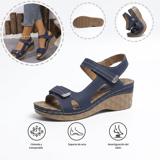 Sandalias ortopédicas cómodas: soporte ergonómico para el arco del pie, ancho ajustable y diseño que realza la silueta de la pierna.