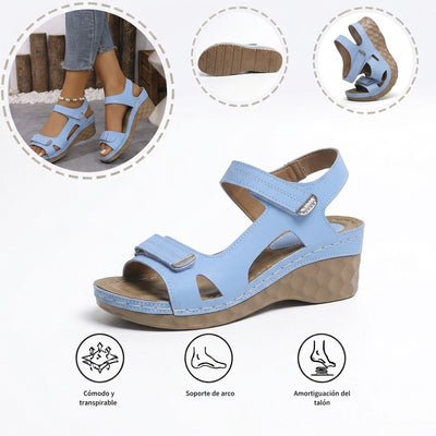 Sandalias ortopédicas cómodas: soporte ergonómico para el arco del pie, ancho ajustable y diseño que realza la silueta de la pierna.