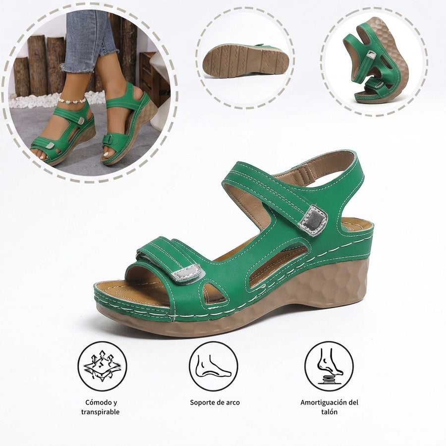 Sandalias ortopédicas cómodas: soporte ergonómico para el arco del pie, ancho ajustable y diseño que realza la silueta de la pierna.