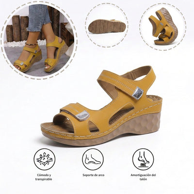 Sandalias ortopédicas cómodas: soporte ergonómico para el arco del pie, ancho ajustable y diseño que realza la silueta de la pierna.