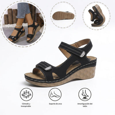 Sandalias ortopédicas cómodas: soporte ergonómico para el arco del pie, ancho ajustable y diseño que realza la silueta de la pierna.