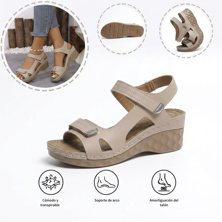 Sandalias ortopédicas cómodas: soporte ergonómico para el arco del pie, ancho ajustable y diseño que realza la silueta de la pierna.