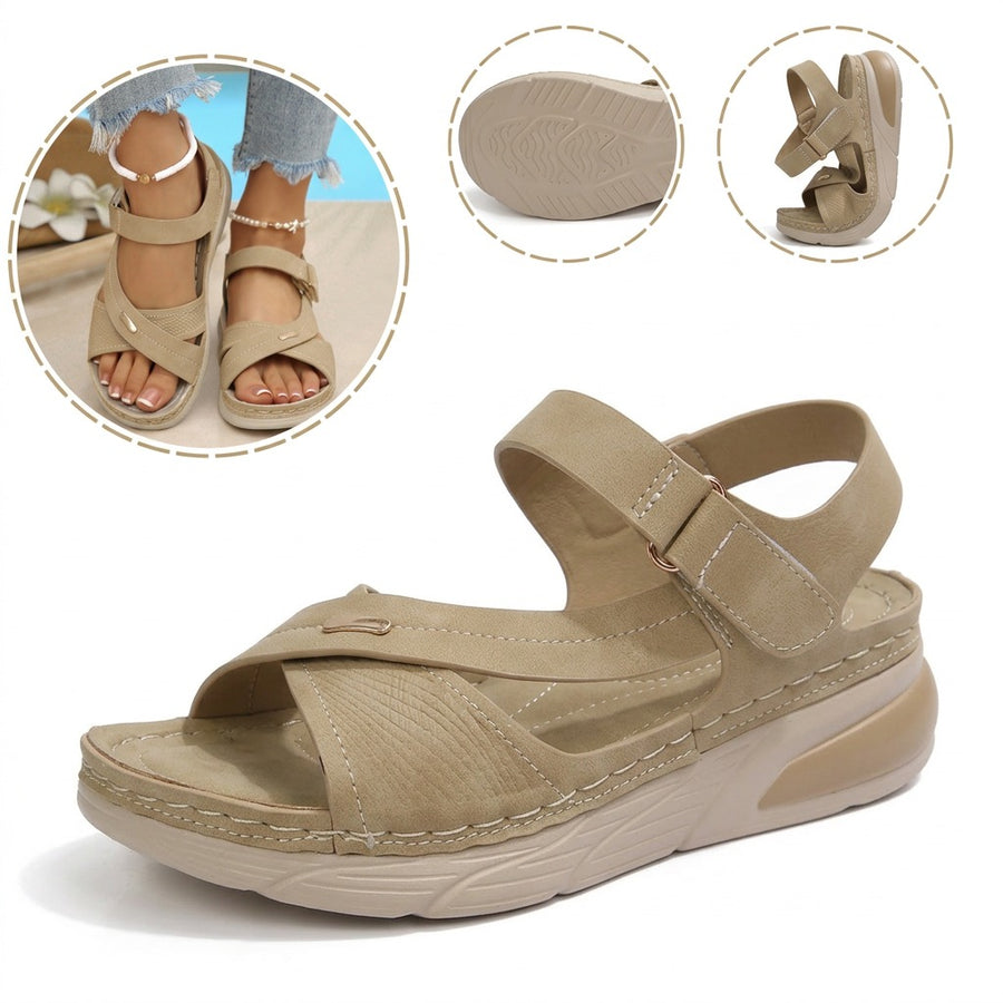 Sandalias ortopédicas cómodas: soporte ergonómico para el arco del pie, ancho ajustable y diseño que estiliza la pierna.