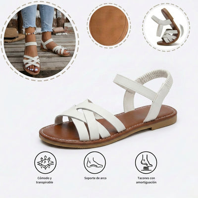 Sandalias planas: con soporte para el arco, para aliviar el dolor; ligeras y con amortiguación.
