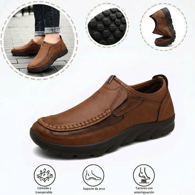 Zapatos ortopédicos cómodos: soporte ergonómico del arco plantar que alivia el dolor; horma ancha que no aprieta el pie.