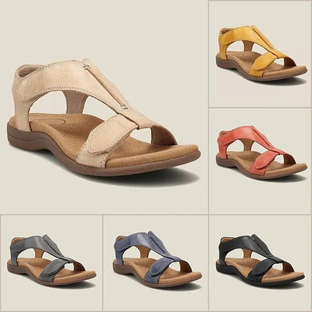 Sandalias ortopédicas cómodas: soporte ergonómico para el arco del pie, ancho ajustable y diseño que estiliza la pierna.