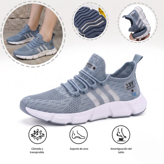Zapatillas deportivas ortopédicas de malla: con soporte para el arco del pie, que alivia el dolor; amortiguación suave.