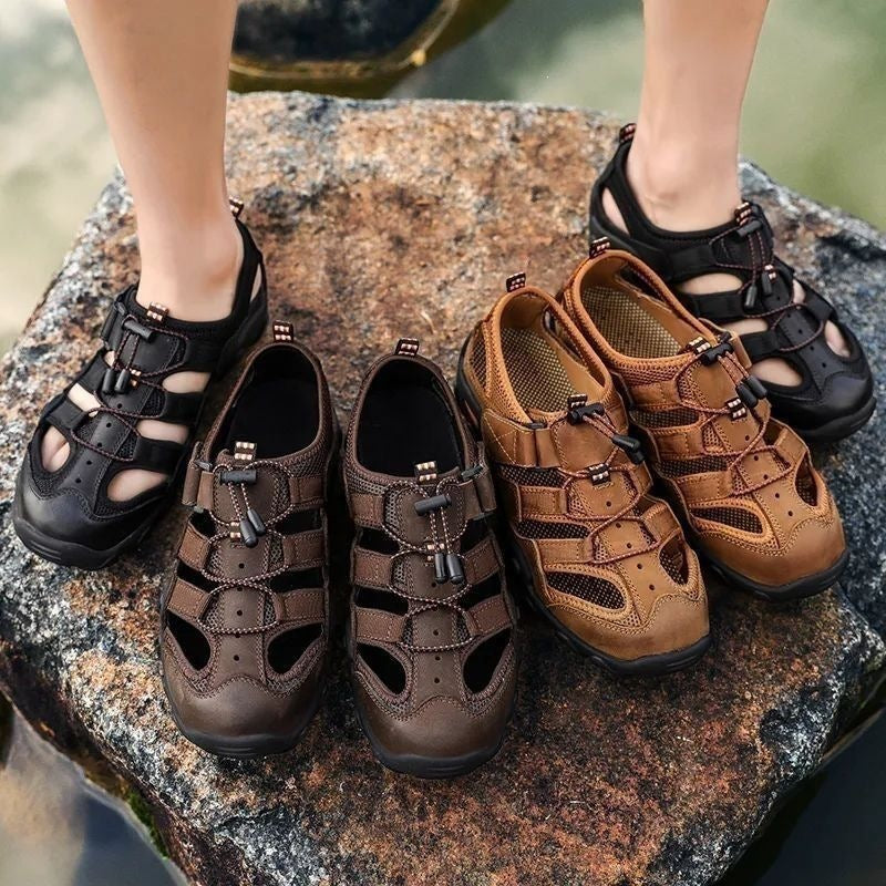 Sandalias con protección para los dedos: con soporte para el arco plantar, que alivia el dolor; ligeras y amortiguadoras.