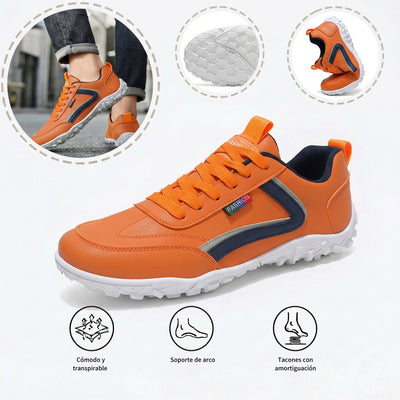 Zapatos ortopédicos cómodos: con soporte para el arco del pie, que alivian el dolor; ligeros, con amortiguación y exterior de piel impermeable.