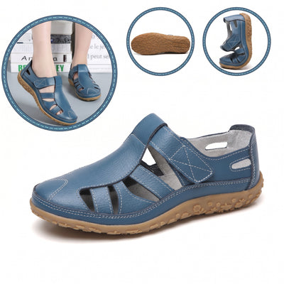 Sandalias con protección para los dedos: con soporte para el arco plantar, que alivia el dolor; ligeras y con amortiguación.