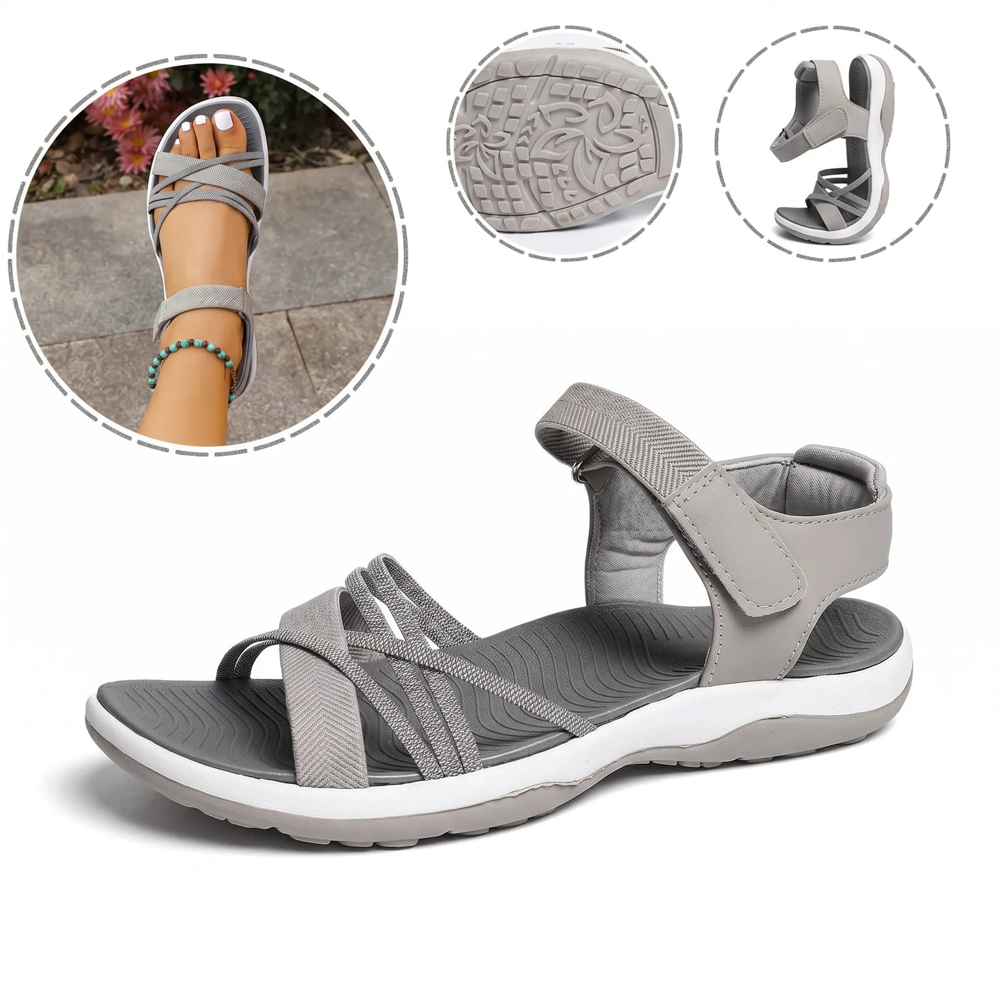 Sandalias ortopédicas ergonómicas — Con soporte para el arco que ayuda a aliviar el dolor de pies, estabilizar el talón y reducir la inestabilidad al caminar