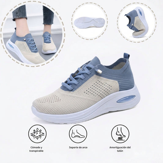 Zapatillas deportivas ortopédicas de malla: con soporte para el arco del pie, que alivia el dolor; amortiguación suave.