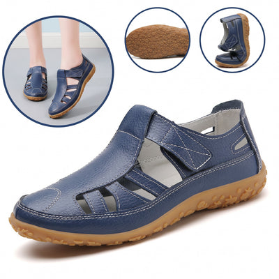 Sandalias con protección para los dedos: con soporte para el arco plantar, que alivia el dolor; ligeras y con amortiguación.