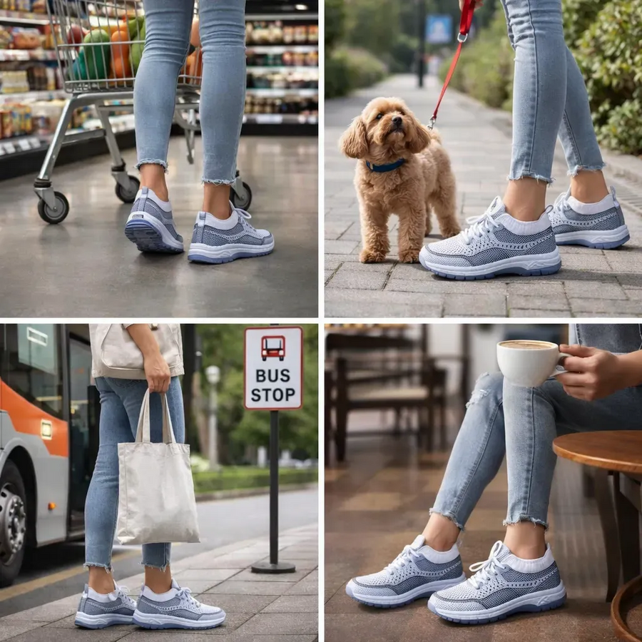 Zapatos correctores casuales en colores combinados — con soporte para el arco que permite caminar con comodidad.