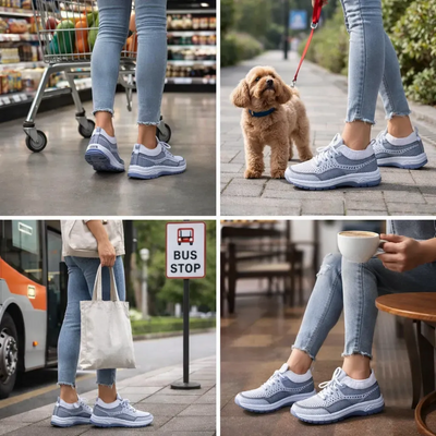 Zapatos correctores casuales en colores combinados — con soporte para el arco que permite caminar con comodidad.