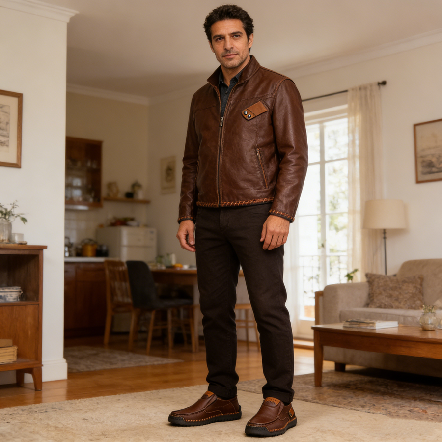 Zapatos ortopédicos cómodos: fabricados con piel de vacuno italiana, con soporte para el arco plantar para aliviar el dolor; ligeros y con amortiguación.