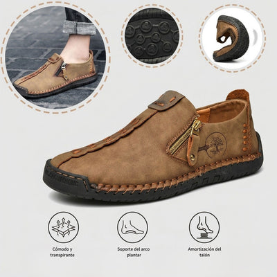 Zapatos ortopédicos cómodos y informales — piel de vacuno italiana mate, con soporte para el arco