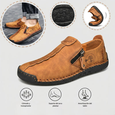 Zapatos ortopédicos cómodos y informales — piel de vacuno italiana mate, con soporte para el arco