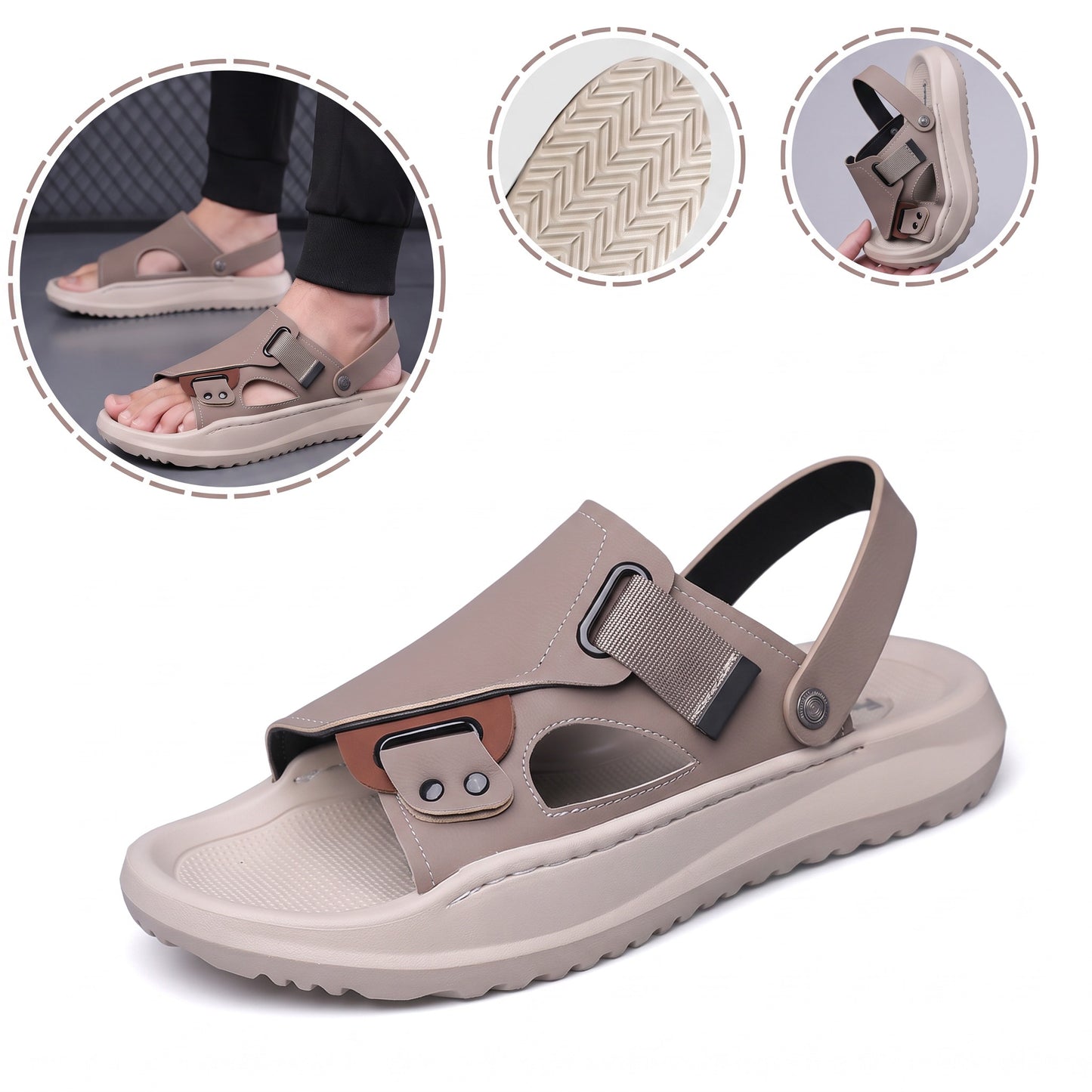 Sandalias antideslizantes y transpirables: con soporte para el arco del pie, que alivia el dolor; suaves y amortiguadoras, dos estilos en un mismo calzado.