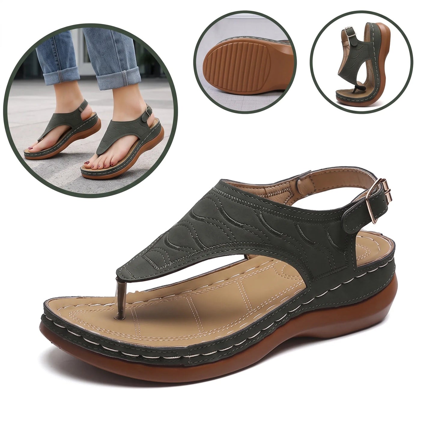 Sandalias ortopédicas ergonómicas — Con soporte para el arco que ayuda a aliviar el dolor de pies, estabilizar el talón y reducir la inestabilidad al caminar
