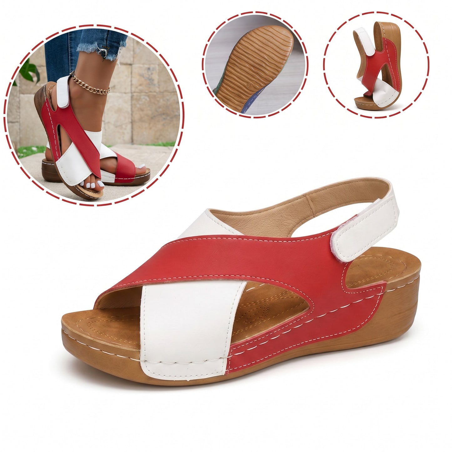 Sandalias ortopédicas ergonómicas — Con soporte para el arco que ayuda a aliviar el dolor de pies, estabilizar el talón y reducir la inestabilidad al caminar