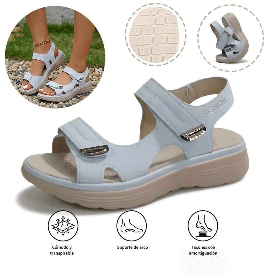 Sandalias ortopédicas cómodas: con soporte ergonómico para el arco del pie, ancho ajustable y diseño que estiliza la pierna.