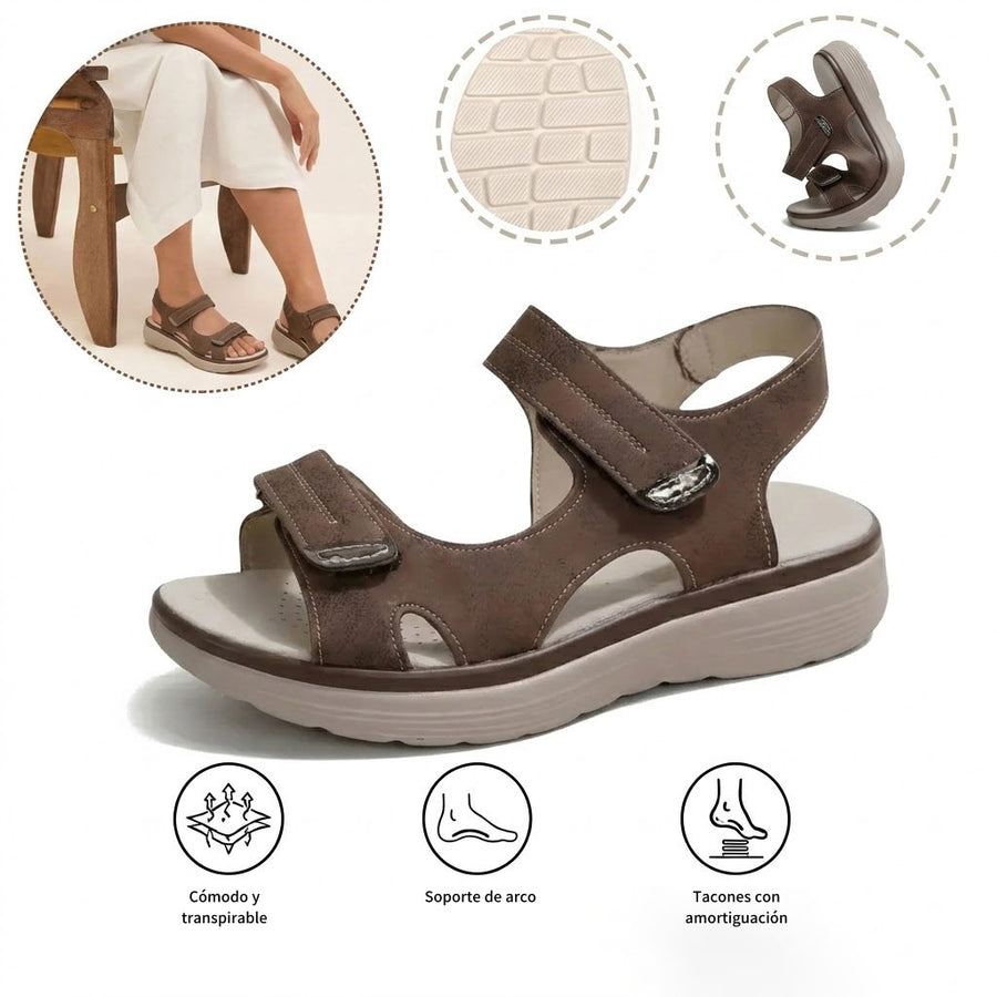 Sandalias ortopédicas cómodas: con soporte ergonómico para el arco del pie, ancho ajustable y diseño que estiliza la pierna.