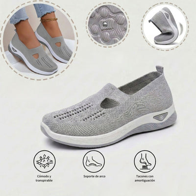 Zapatillas deportivas ortopédicas de malla: con soporte para el arco, alivian el dolor; amortiguación suave.
